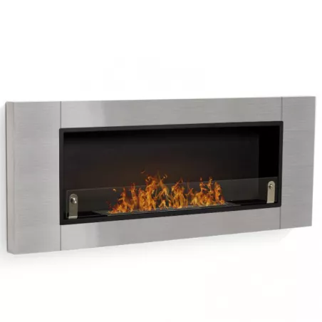 Cynthera Bioethanol Fireplace, 136x54x15 cm Colour Brushed stainless steel