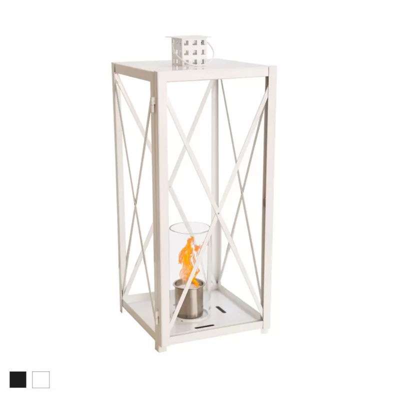 Cheminée lanterne Ethanol à poser - Ligorno Couleur Blanc Brillant
