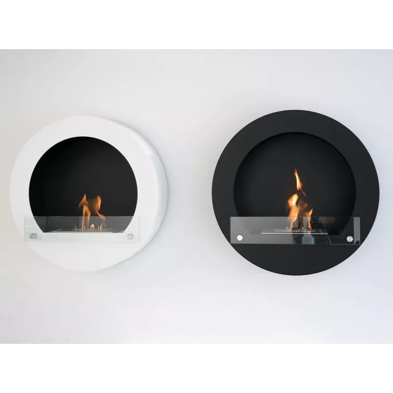 Cheminée bio ronde murale Couleur Blanc