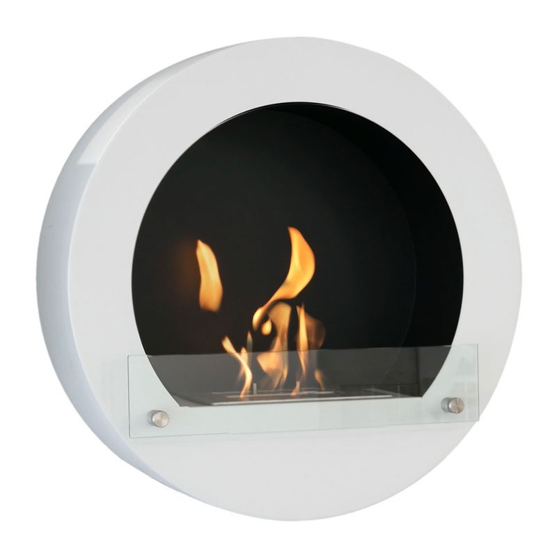 Cheminée bio ronde murale Couleur Blanc