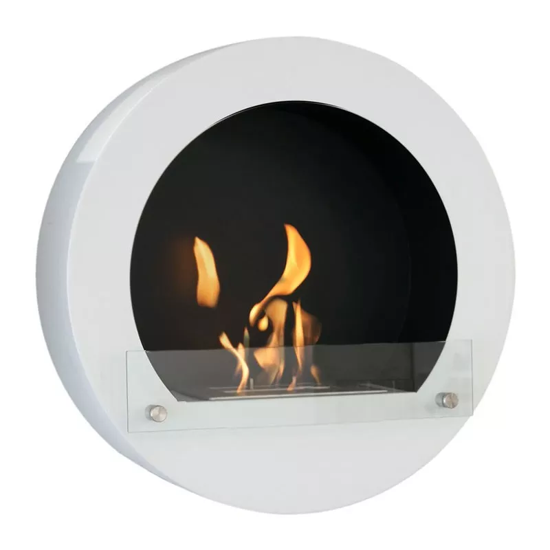 Cheminée bio ronde murale Couleur Blanc