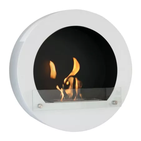 Cheminée bio ronde murale Couleur Blanc
