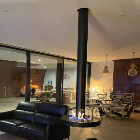 Wall-mounted ethanol fireplace with 2 burners Colour Black