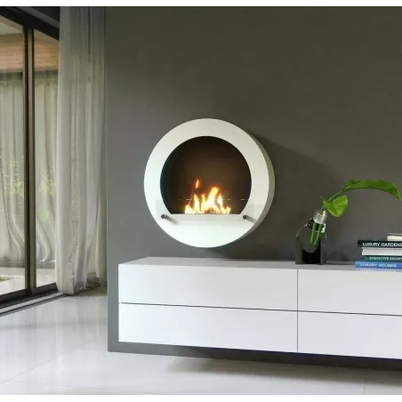 Cheminée bio ronde murale Couleur Blanc