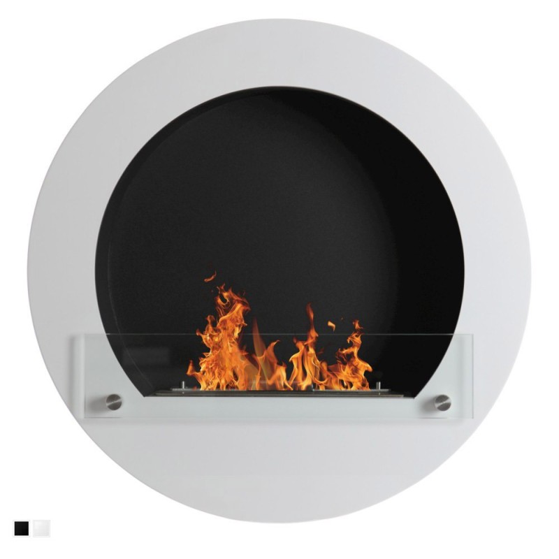 Cheminée bio ronde murale Couleur Blanc