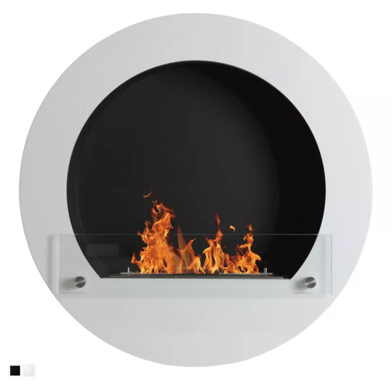 Cheminée bio ronde murale Couleur Blanc