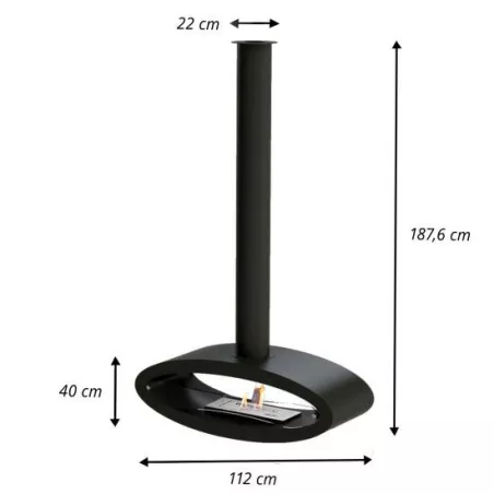 Modica suspended ethanol fireplace Colour Black