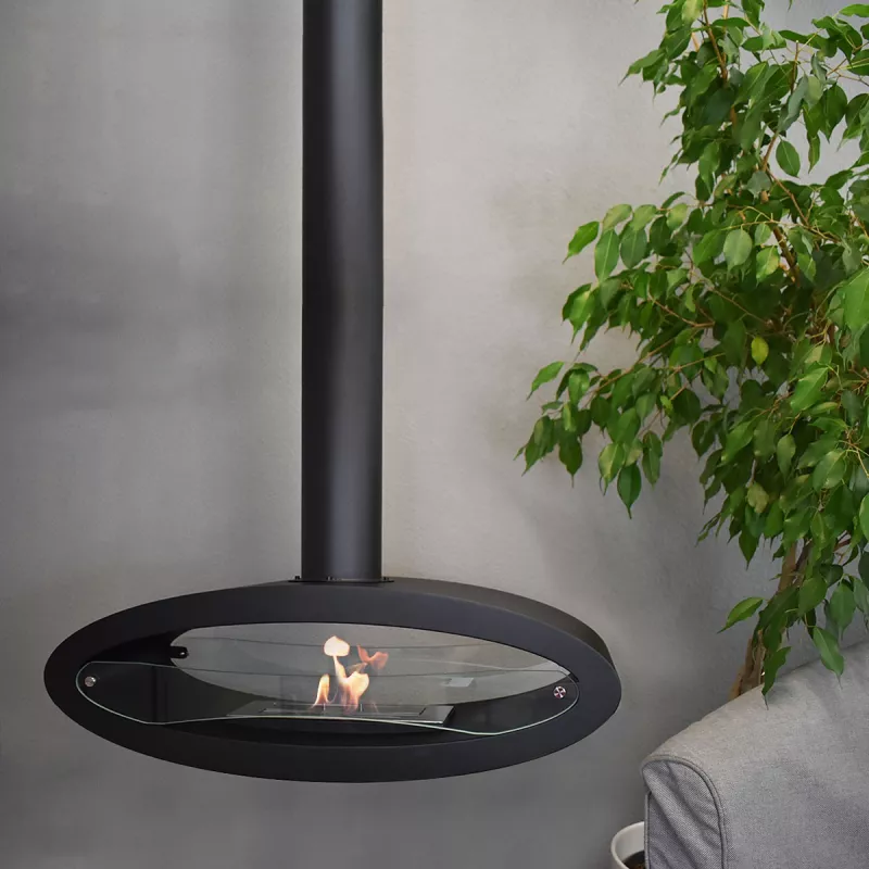 Modica suspended ethanol fireplace Colour Black