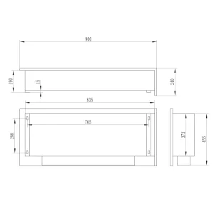 2-corner built-in fireplace Murcie diagram