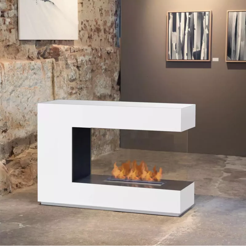 Stufa a etanolo di design, bianca Colore Bianco brillante