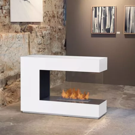 White design ethanol fireplace Colour Brilliant White