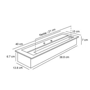 40-cm ethanol fireplace, 2.8 kW output