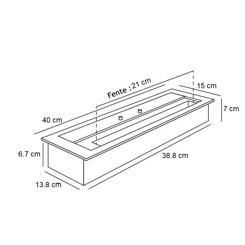 40-cm ethanol fireplace, 2.8 kW output