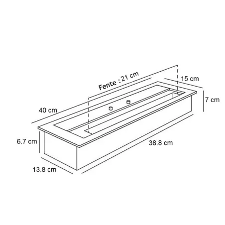 Foyer éthanol 40 cm, puissance 2.8kW