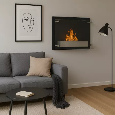 Cheminée murale éthanol Como 2.7 kW Couleur Noir