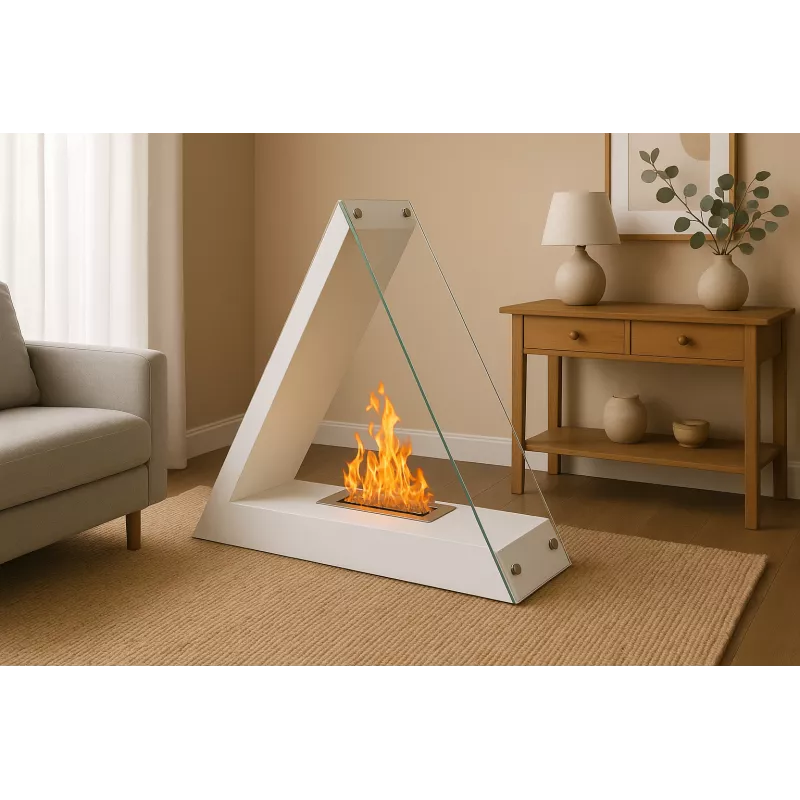Cheminée à poser triangulaire Khéops Couleur Blanc