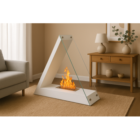 Cheminée à poser triangulaire Khéops Couleur Blanc
