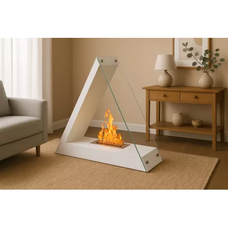 Cheminée à poser triangulaire Khéops Couleur Blanc