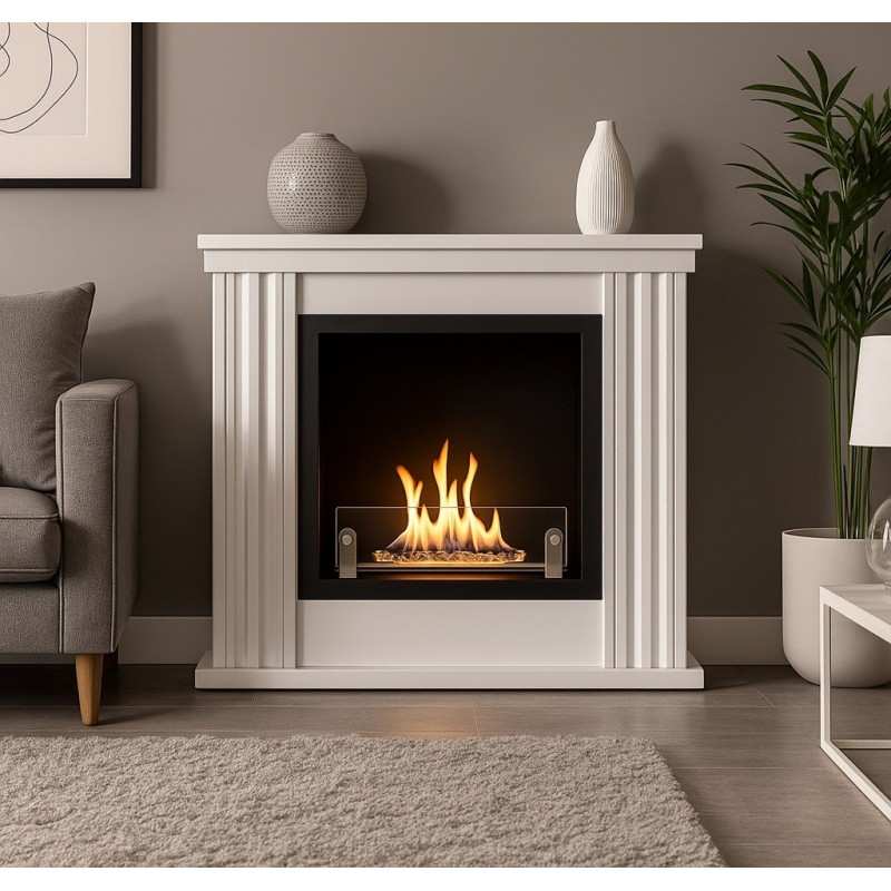 Cheminée bio-éthanol type Haussmannienne Couleur Blanc