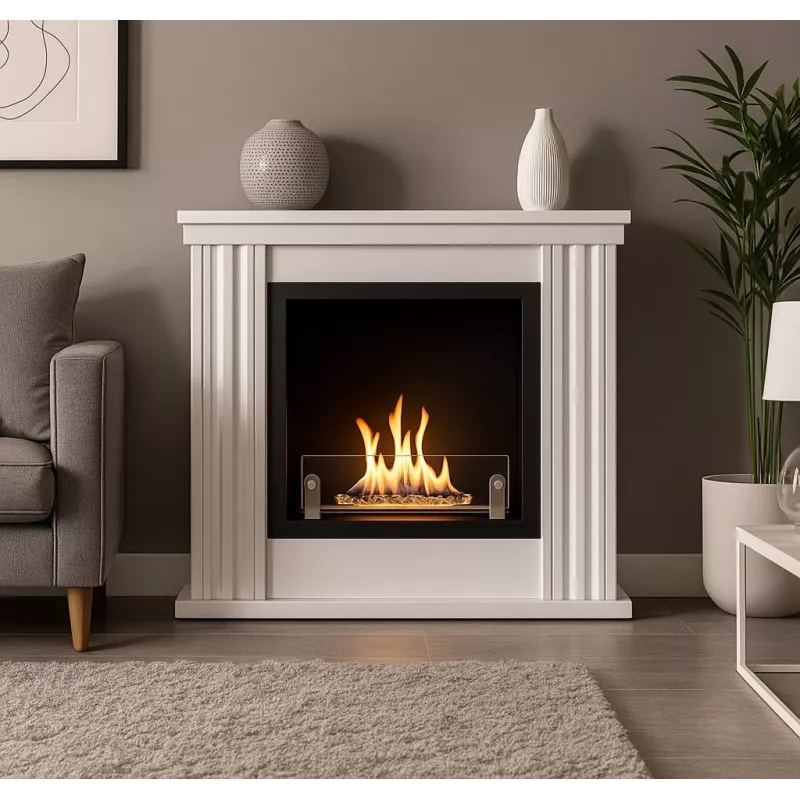 Cheminée bio-éthanol type Haussmannienne Couleur Blanc