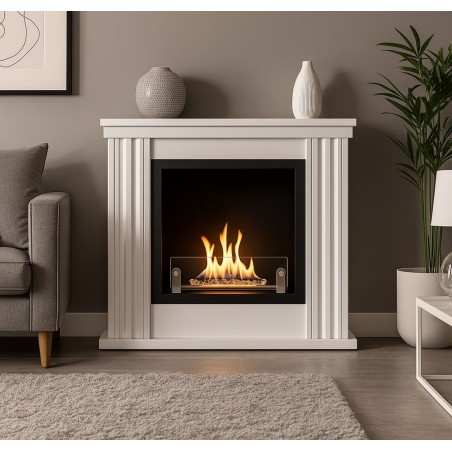 Cheminée bio-éthanol type Haussmannienne Couleur Blanc