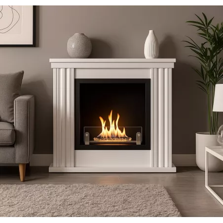 Cheminée bio-éthanol type Haussmannienne Couleur Blanc