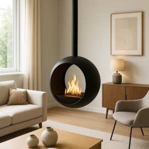 Cheminée éthanol Cento suspendue – Sphère design & chaleur 3000W