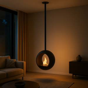 Cheminée éthanol Cento suspendue – Sphère design & chaleur 3000W