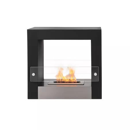 Cheminée bio éthanol à poser Escape acier et inox brossé Couleur Noir
