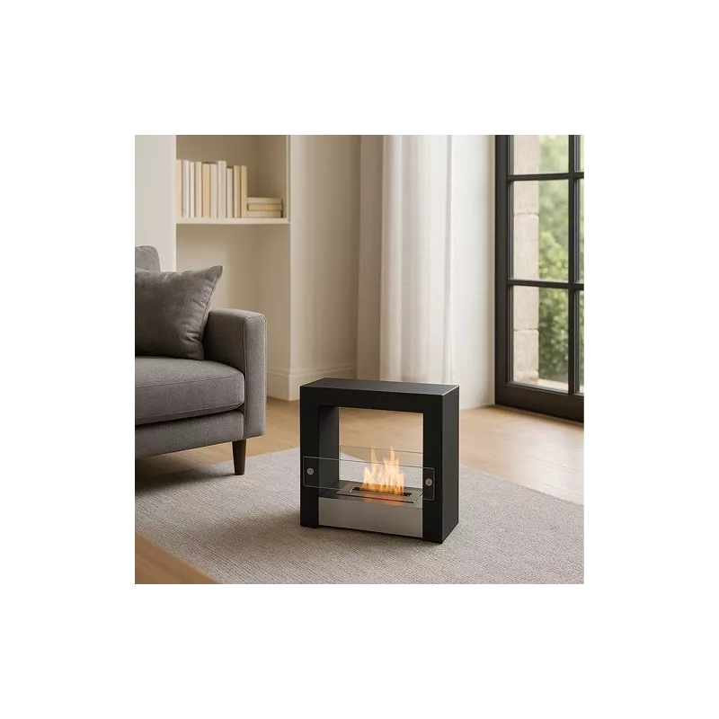 Cheminée bio éthanol à poser Escape acier et inox brossé Couleur Noir