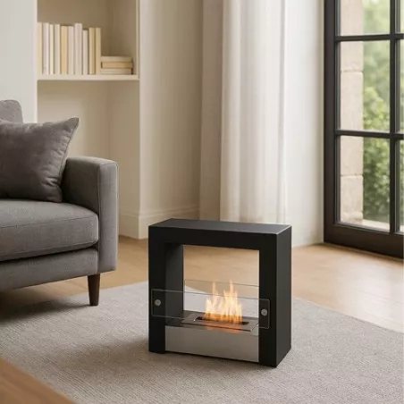 Cheminée bio éthanol à poser Escape acier et inox brossé Couleur Noir