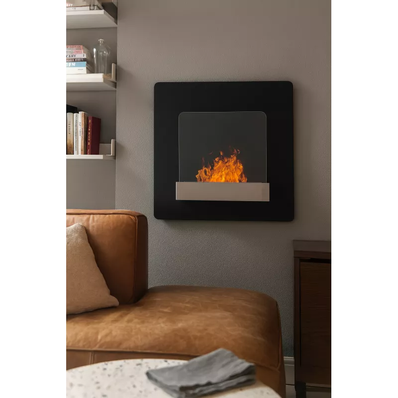 Cheminée murale bio éthanol Fluence Couleur Noir