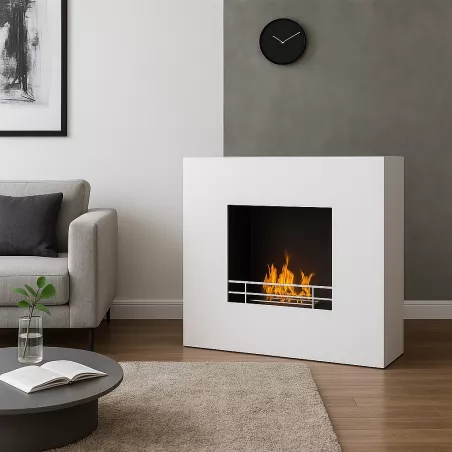 Cheminée éthanol XXL carré Elite, 3kW Couleur Blanc