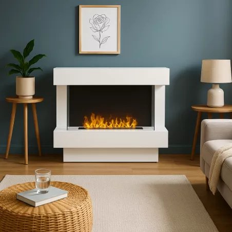 Prestige, cheminée bio ethanol XXL à grand bruleur Couleur Blanc