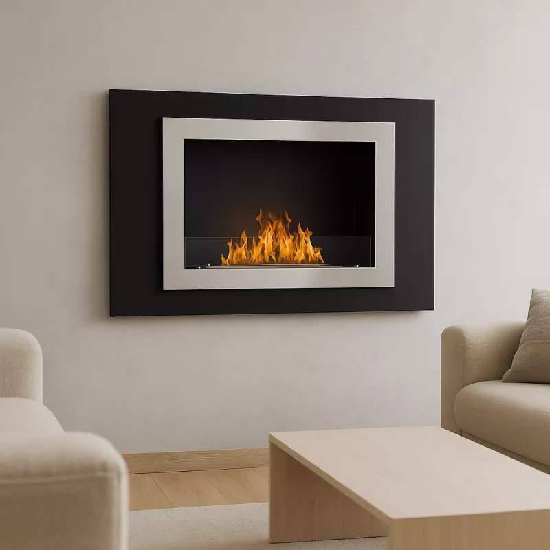Edimbourg, cheminée murale bio 4.5kW Couleur Noir