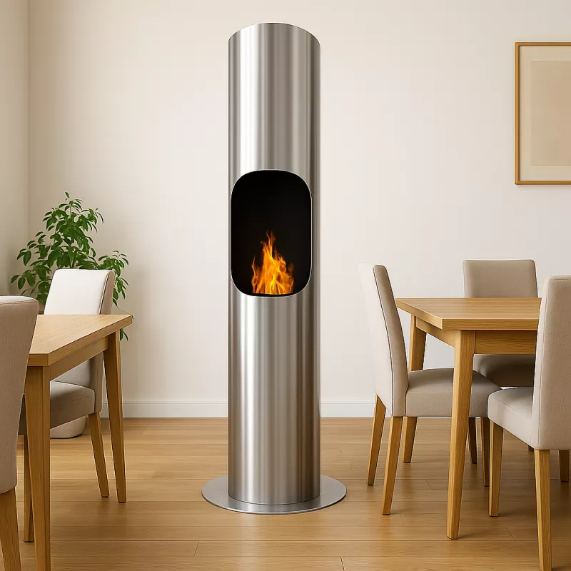 Cheminée XXL bio à l'éthanol Loft Couleur Inox brossé