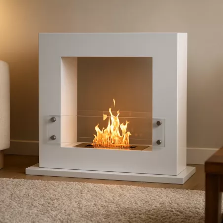 Arche square ethanol fireplace, 70 x 60 x 35 cm Colour White