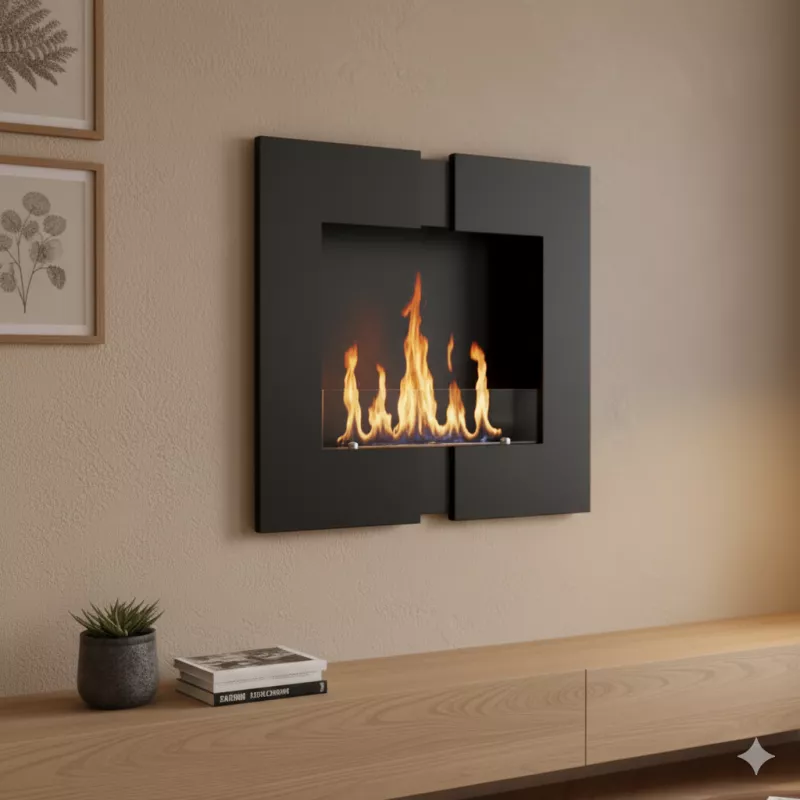 Cheminée murale carré Duo 4kW.