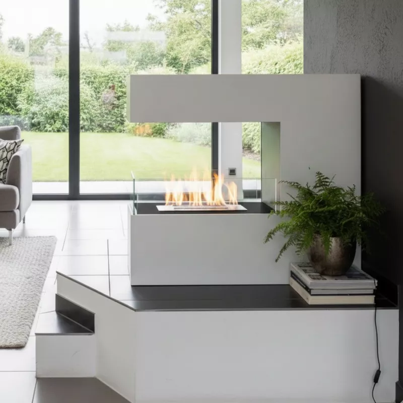 Poêle bio XXL Romane grand format Couleur Blanc Brûleur 4L/5kW