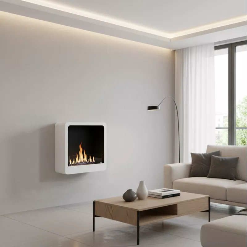 Cheminée Ethanol moderne et design - Arcadia Couleur Blanc Brillant