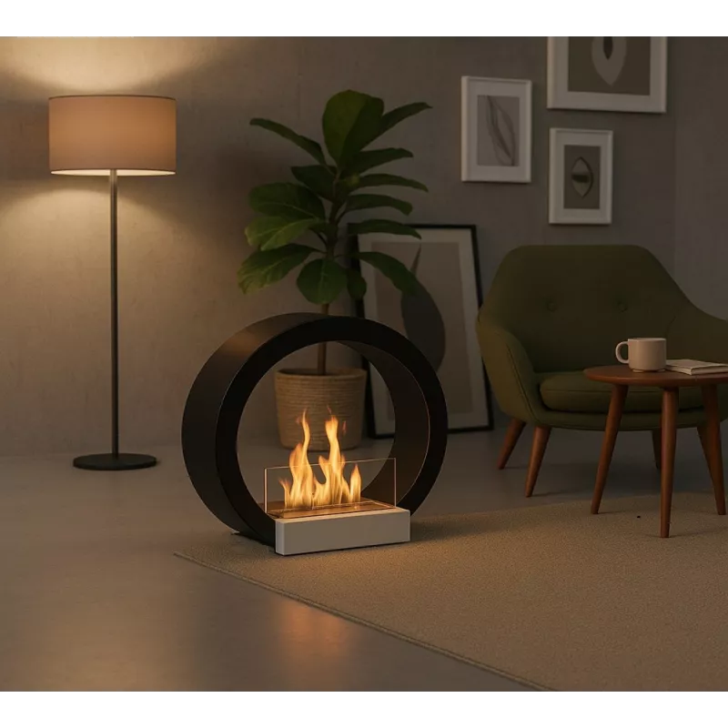 Cheminée ronde à poser au sol 3kW Aquila Couleur Noir