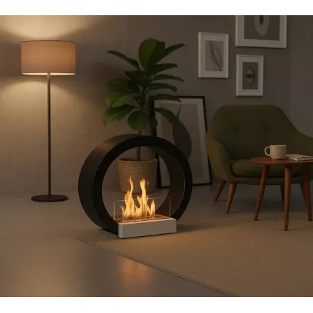Cheminée ronde à poser au sol 3kW Aquila Couleur Noir