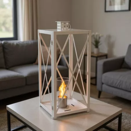 Cheminée lanterne Ethanol à poser - Ligorno Couleur Blanc Brillant