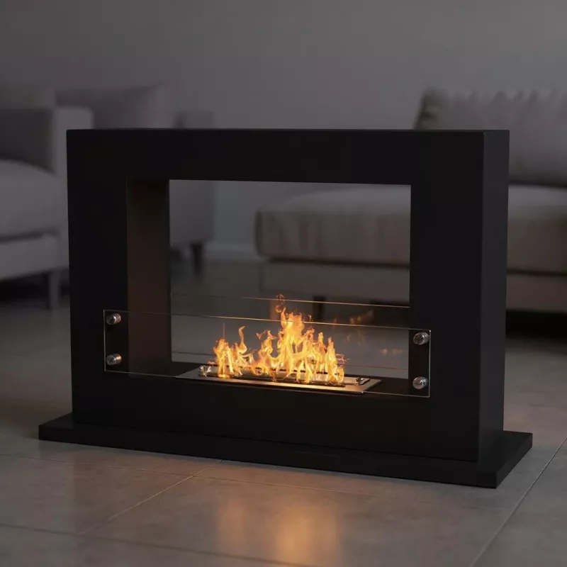 Poêle nomade Athena à poser, 100x63cm Couleur Noir Brûleur 2.2L/4kW