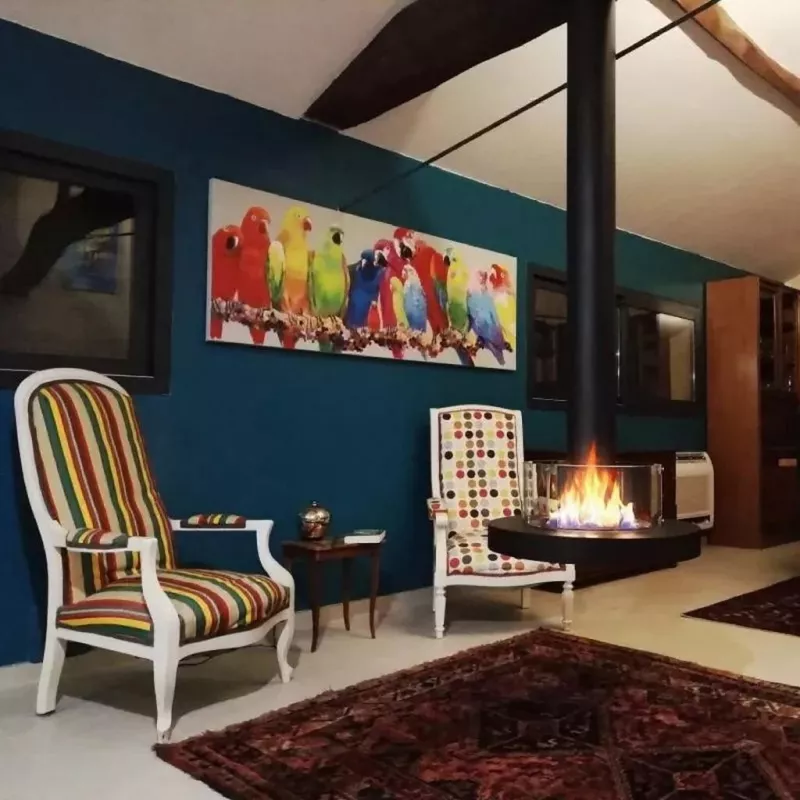 Wall-mounted ethanol fireplace with 2 burners Colour Black