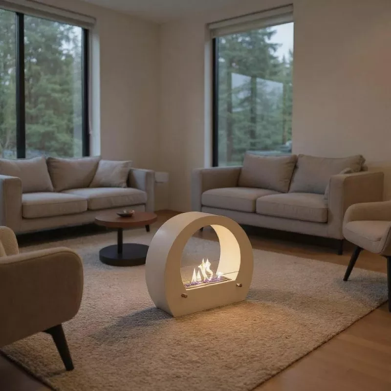 Foyer bio à l'éthanol à poser Onyx Couleur Blanc