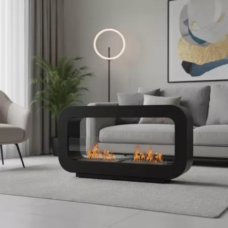 Cheminée bio de sol 2 brûleurs Rubis Couleur Noir