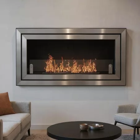 Cheminée murale façade inox à 3 brûleurs Couleur Inox brossé Taille 1 brûleur