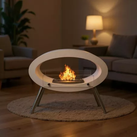 Cheminée éthanol sur pied Ambroise Couleur Blanc