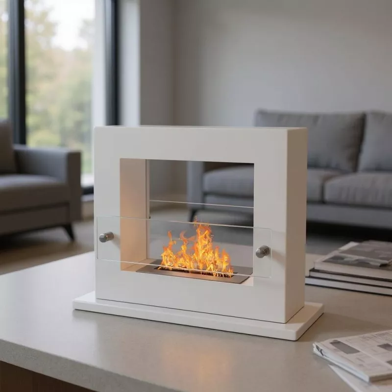 Cheminée mobile bio ethanol Zenith Smart noire mat Couleur Blanc